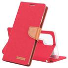 For Samsung Galaxy S22 Ultra 5G GOOSPERY CANVAS DIARY Canvas Texture Leather Phone Case(Red) - 1