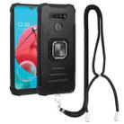 For LG K51/ K31 / Aristro5 Aluminum Alloy + TPU Phone Case with Lanyard(Black) - 1