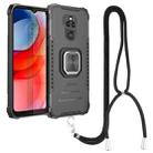 For Motorola Moto G Play 2021 Aluminum Alloy + TPU Phone Case with Lanyard(Black) - 1