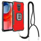 For Motorola Moto G Play 2021 Aluminum Alloy + TPU Phone Case with Lanyard(Red) - 1