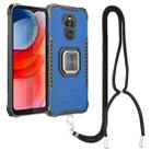 For Motorola Moto G Play 2021 Aluminum Alloy + TPU Phone Case with Lanyard(Blue) - 1