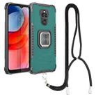 For Motorola Moto G Play 2021 Aluminum Alloy + TPU Phone Case with Lanyard(Green) - 1