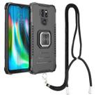 For Motorola Moto G9 / G9 Play / E7 Plus Aluminum Alloy + TPU Phone Case with Lanyard(Black) - 1