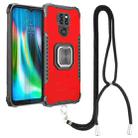 For Motorola Moto G9 / G9 Play / E7 Plus Aluminum Alloy + TPU Phone Case with Lanyard(Red) - 1