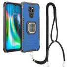 For Motorola Moto G9 / G9 Play / E7 Plus Aluminum Alloy + TPU Phone Case with Lanyard(Blue) - 1