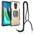 For Motorola Moto G9 / G9 Play / E7 Plus Aluminum Alloy + TPU Phone Case with Lanyard(Gold) - 1