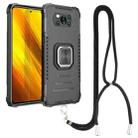 For Xiaomi Poco X3 / X3 NFC Aluminum Alloy + TPU Phone Case with Lanyard(Black) - 1