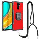 For Xiaomi Redmi 9 / Redmi 10X Aluminum Alloy + TPU Phone Case with Lanyard(Red) - 1