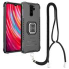 For Xiaomi Redmi Note 8 Pro Aluminum Alloy + TPU Phone Case with Lanyard(Black) - 1