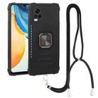 For vivo V20 Aluminum Alloy + TPU Phone Case with Lanyard(Black) - 1