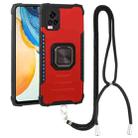 For vivo V20 Aluminum Alloy + TPU Phone Case with Lanyard(Red) - 1