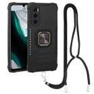 For vivo V20 SE Aluminum Alloy + TPU Phone Case with Lanyard(Black) - 1