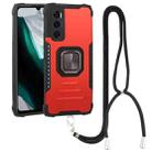 For vivo V20 SE Aluminum Alloy + TPU Phone Case with Lanyard(Red) - 1