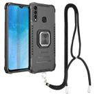 For vivo Y19 Aluminum Alloy + TPU Phone Case with Lanyard(Black) - 1