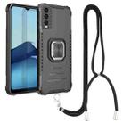 For vivo Y20 / Y20i / Y20s / Y12a / Y12s Aluminum Alloy + TPU Phone Case with Lanyard(Black) - 1