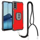 For vivo Y20 / Y20i / Y20s / Y12a / Y12s Aluminum Alloy + TPU Phone Case with Lanyard(Red) - 1