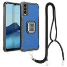 For vivo Y20 / Y20i / Y20s / Y12a / Y12s Aluminum Alloy + TPU Phone Case with Lanyard(Blue) - 1