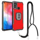 For vivo Y50 / Y30 Aluminum Alloy + TPU Phone Case with Lanyard(Red) - 1