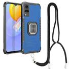 For vivo Y51 2020 / Y31 Aluminum Alloy + TPU Phone Case with Lanyard(Blue) - 1