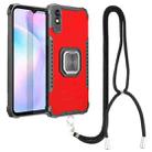 For Xiaomi Redmi 9A Aluminum Alloy + TPU Phone Case with Lanyard(Red) - 1