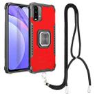 For Xiaomi Redmi Note 9 4G / 9 Power /  9T Aluminum Alloy + TPU Phone Case with Lanyard(Red) - 1