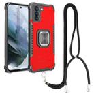 For Xiaomi Redmi K40 / K40 Pro / K40 Pro+ Aluminum Alloy + TPU Phone Case with Lanyard(Red) - 1