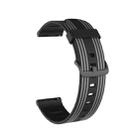 22mm Stripe Silicone Watch Band(Black Grey) - 1