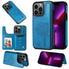 For iPhone 13 Pro Cat Tree Embossing Pattern Shockproof Phone Case (Blue) - 1