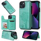For iPhone 13 mini Cat Tree Embossing Pattern Shockproof Phone Case (Green) - 1