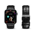 For Apple Watch Ultra 49mm / Series 8&7 45mm / SE 2&6&SE&5&4 44mm / 3&2&1 42mm Cowhide Crocodile Texture Strap Watch Band(Black) - 1