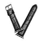 For Apple Watch Ultra 49mm / Series 8&7 45mm / SE 2&6&SE&5&4 44mm / 3&2&1 42mm Cowhide Crocodile Texture Strap Watch Band(Black) - 4