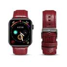 For Apple Watch Ultra 49mm&Watch Ultra 2 49mm / Series 9&8&7 45mm / SE 3&SE 2&6&SE&5&4 44mm / 3&2&1 42mm Cowhide Crocodile Texture Strap Watch Band(Red-brown) - 1