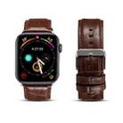 For Apple Watch Ultra 49mm / Series 8&7 45mm / SE 2&6&SE&5&4 44mm / 3&2&1 42mm Cowhide Crocodile Texture Strap Watch Band(Coffee) - 1