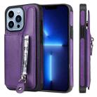 For iPhone 13 Pro Solid Color Double Buckle Zipper Shockproof Phone Case (Purple) - 1