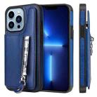 For iPhone 13 Pro Solid Color Double Buckle Zipper Shockproof Phone Case (Blue) - 1