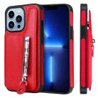 For iPhone 13 Pro Solid Color Double Buckle Zipper Shockproof Phone Case (Red) - 1