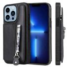 For iPhone 13 Pro Solid Color Double Buckle Zipper Shockproof Phone Case (Black) - 1