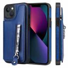 For iPhone 13 Solid Color Double Buckle Zipper Shockproof Phone Case(Blue) - 1