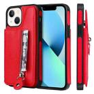 For iPhone 13 mini Solid Color Double Buckle Zipper Shockproof Phone Case (Red) - 1