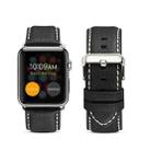 For Apple Watch Series 7 45mm / 6 & SE & 5 & 4 44mm / 3 & 2 & 1 42mm Environmental Protection Genuine Leather Watch Band Watch Band(Black) - 1