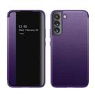 For Samsung Galaxy S22+ 5G Window View Leather Phone Case(Purple) - 1