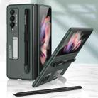 For Samsung Galaxy Z Fold3 5G GKK Ultra-thin PC Phone Flip Case with Holder & Pen Slot(Dark Green) - 1