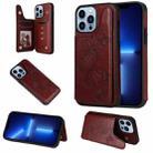 For iPhone 13 Pro Max Butterfly Embossing Pattern Shockproof Phone Case (Brown) - 1