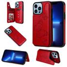 For iPhone 13 Pro Max Butterfly Embossing Pattern Shockproof Phone Case (Red) - 1