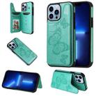 For iPhone 13 Pro Max Butterfly Embossing Pattern Shockproof Phone Case (Green) - 1