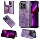 For iPhone 13 Pro Butterfly Embossing Pattern Shockproof Phone Case (Purple) - 1