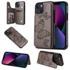 For iPhone 13 Butterfly Embossing Pattern Shockproof Phone Case(Gray) - 1