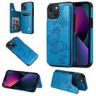 For iPhone 13 Butterfly Embossing Pattern Shockproof Phone Case(Blue) - 1