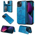 For iPhone 13 mini Butterfly Embossing Pattern Shockproof Phone Case (Blue) - 1