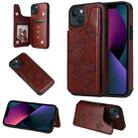 For iPhone 13 mini Butterfly Embossing Pattern Shockproof Phone Case (Brown) - 1